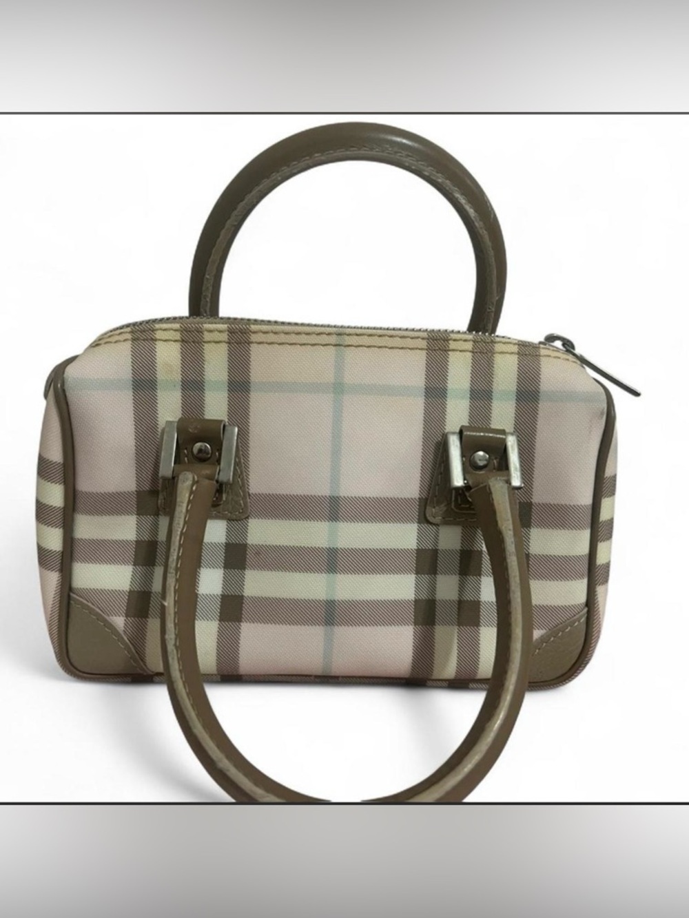 Burberry Mini Boston Bag Pink Nova Check Canvas Y2K - Picture 2 of 8
